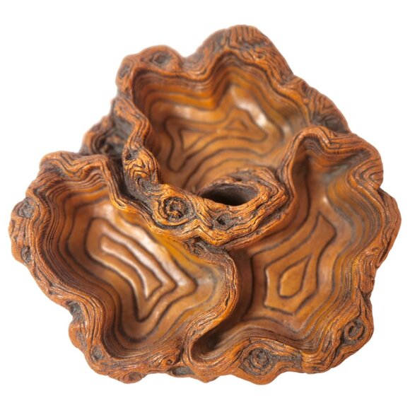 Coco Joe's Hawaii Hapa Wood Tree Stump Design Divided Candy Nut Serving Dish - Picture 1 of 6